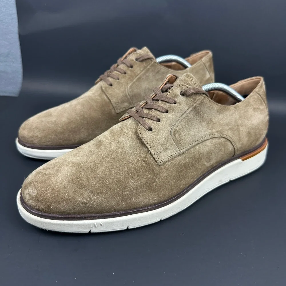 Allen Edmonds Carson Tan Suede Derby Shoes Mens 11 D Casual Plain Toe Oxford